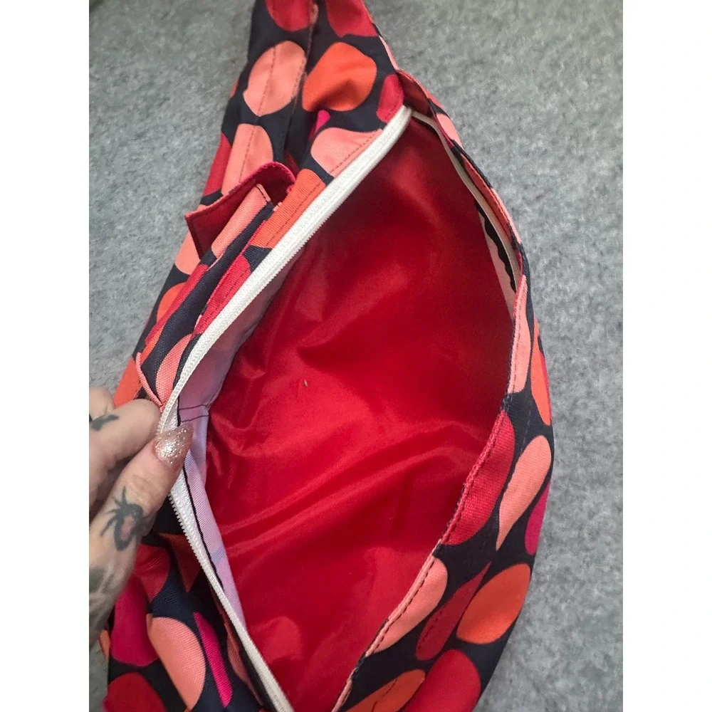 Kavu Rope Sling Bag Red Orange Polka Dot Print Adjustable Strap Backpack